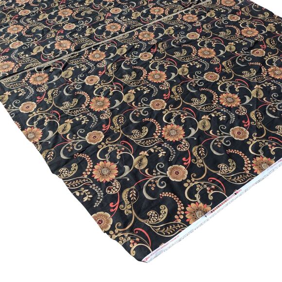 Vtg Mill Creek Fabrics Floral Night Black Remnant Sewing Fabric 2pcs = 3.7yards - Picture 2 of 9